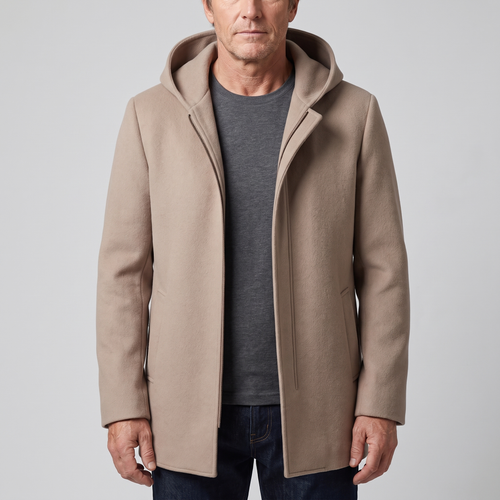 100% WOOLEN HOODED COAT