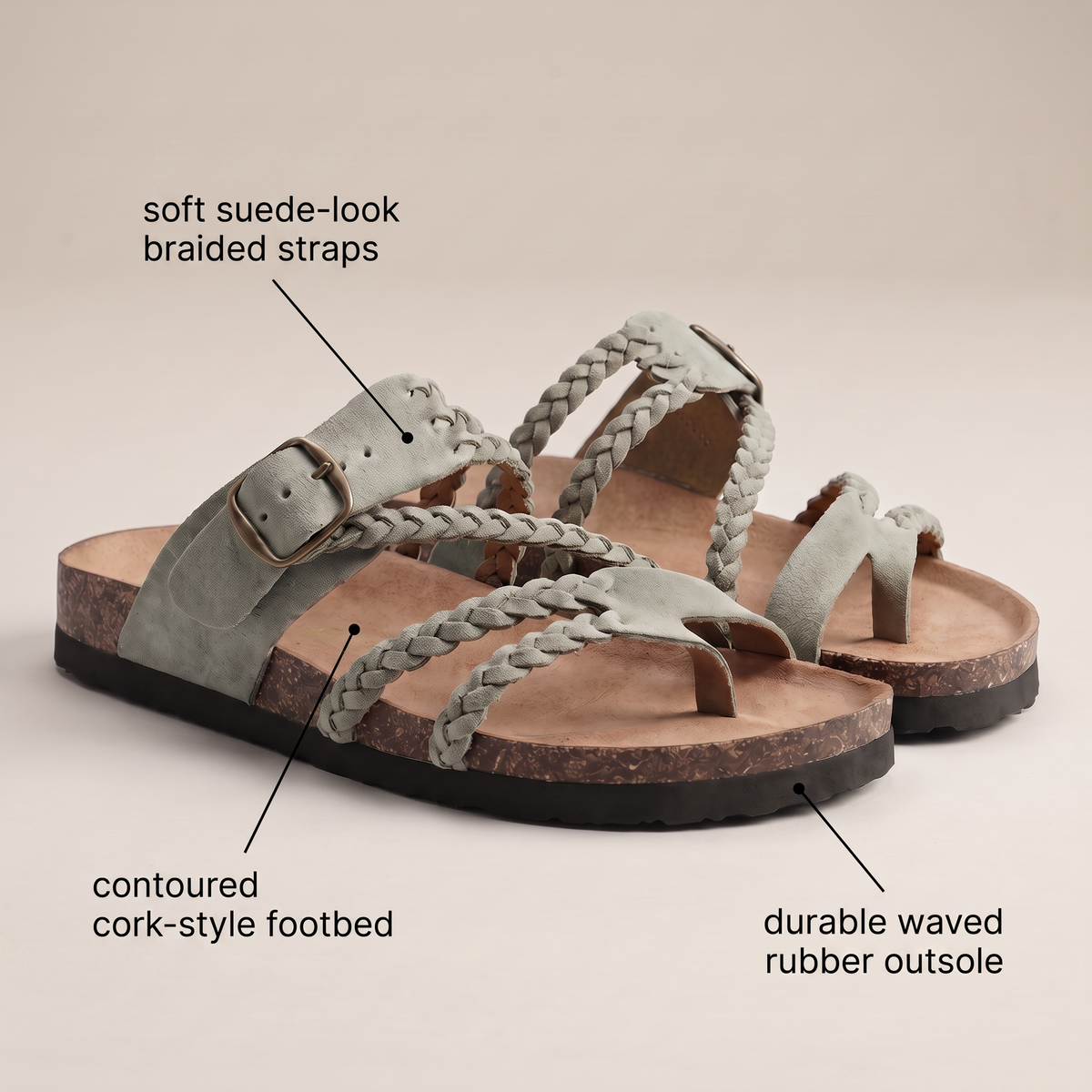 MARLBOROUGH BRAIDED CORK SANDALS