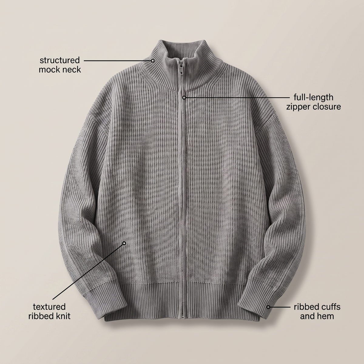 HOLLIS SMART-CASUAL ZIP CARDIGAN