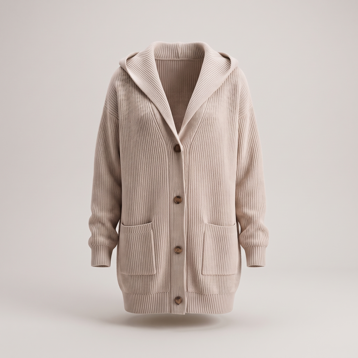 WARM ESSENTIAL HOODED CARDIGAN