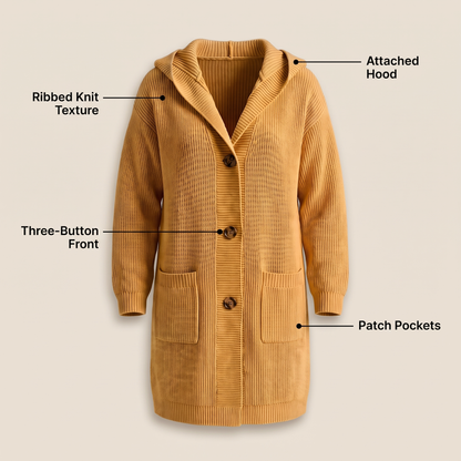 WARM ESSENTIAL HOODED CARDIGAN