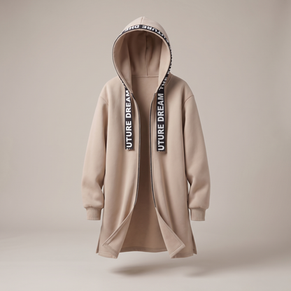 CASUAL LUXE HOODED SWEATSHIRT COAT