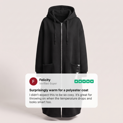 CASUAL LUXE HOODED SWEATSHIRT COAT