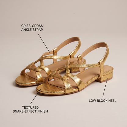ELEGANT SNAKE EFFECT COMFORT SANDALS
