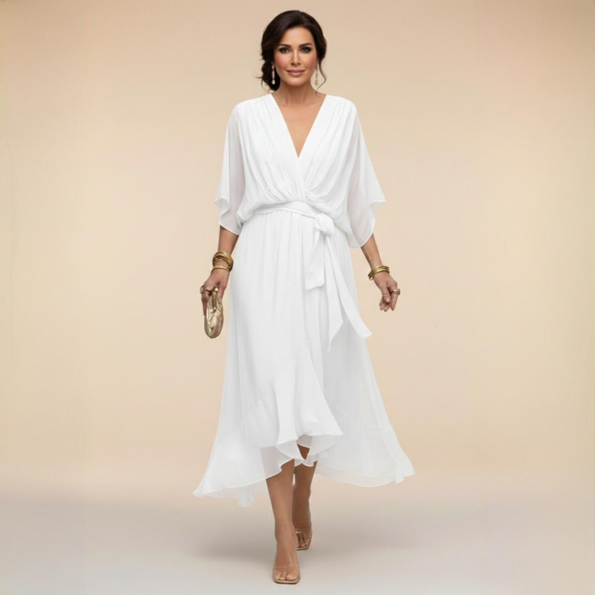 ISABELLA V-NECK CHIFFON DRESS