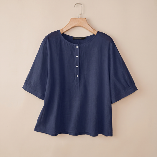 ELLACOMBE SHORT-SLEEVE BUTTON BLOUSE