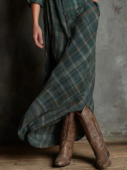 SERAPHINE GREEN-LAPEL DRESS