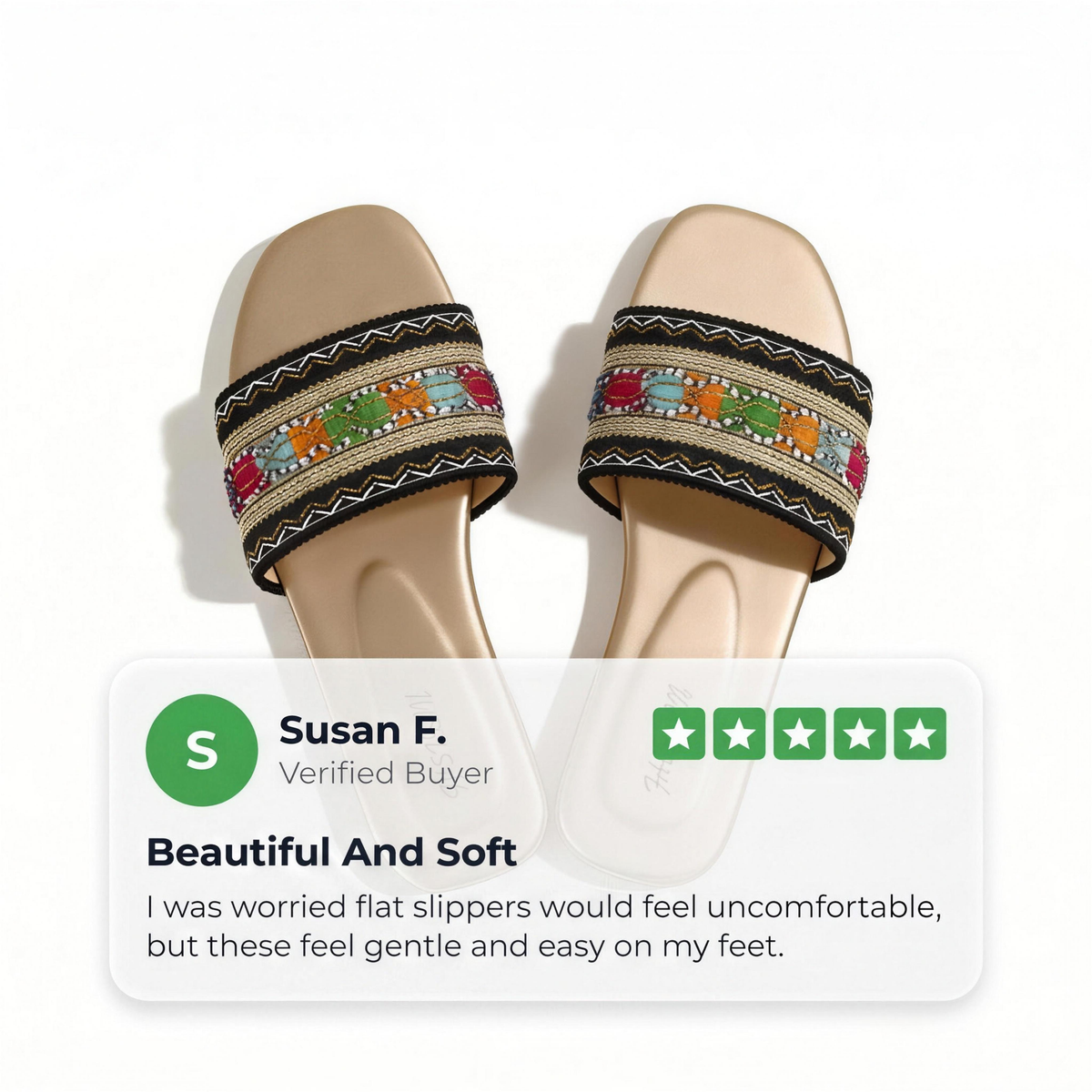 ELOWEN EMBROIDERED COMFORT SLIPPERS