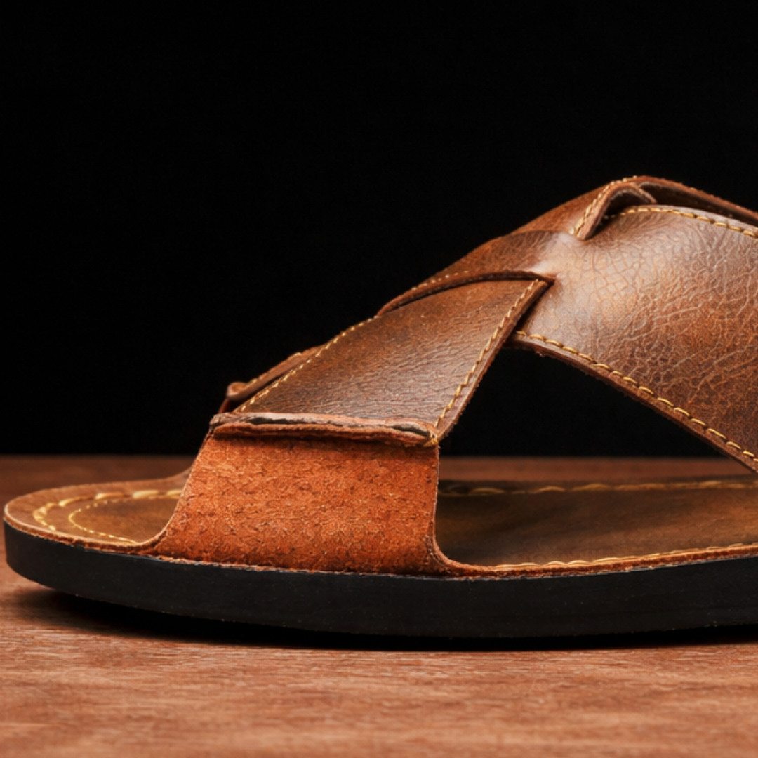 LUCA LEATHER SLIDES